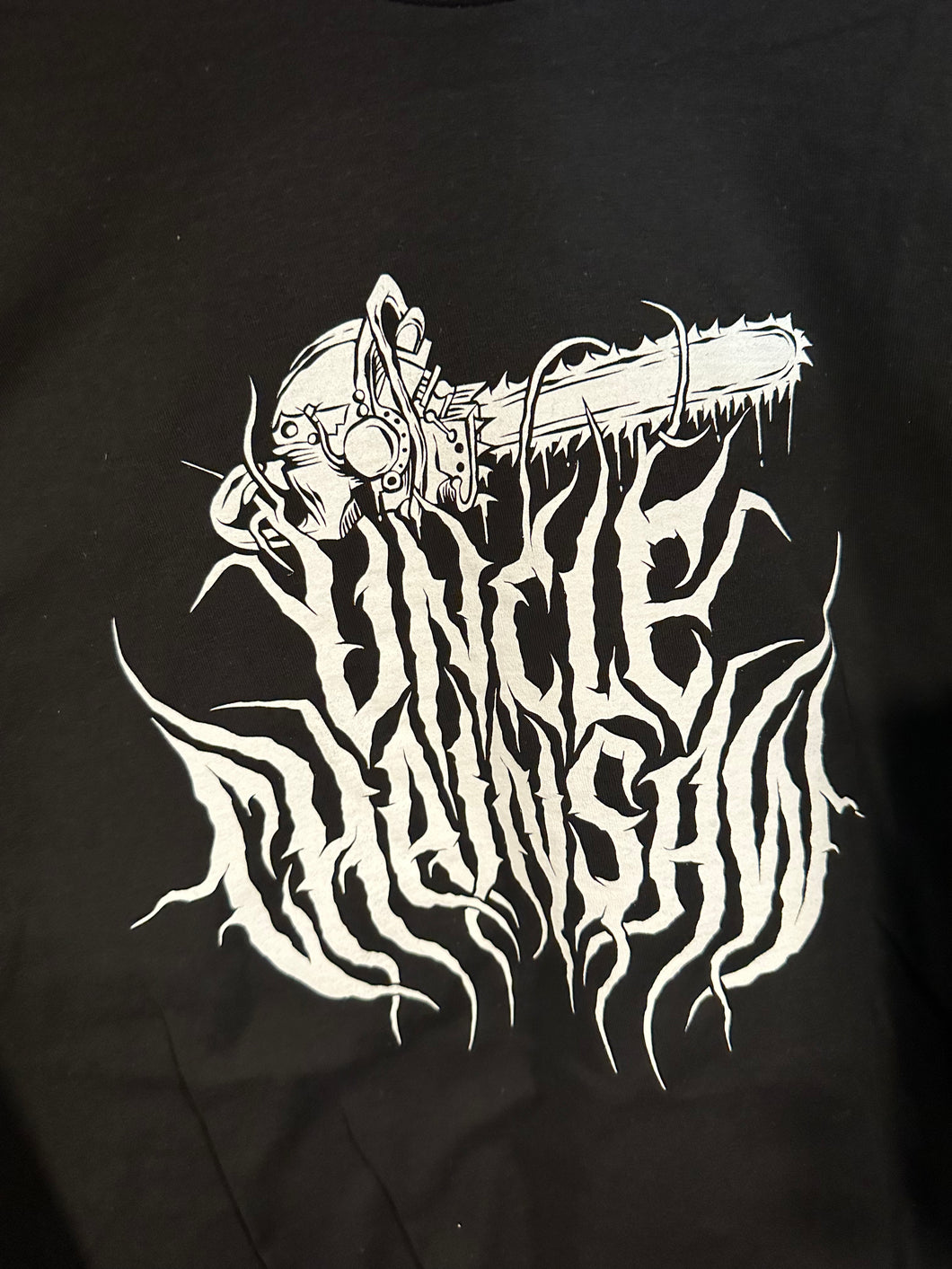 Uncle Chainsaw Logo / Mark Riddick Black T-Shirt